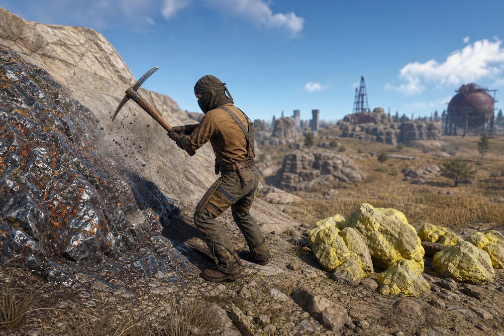 Добыча металла и серы в Rust