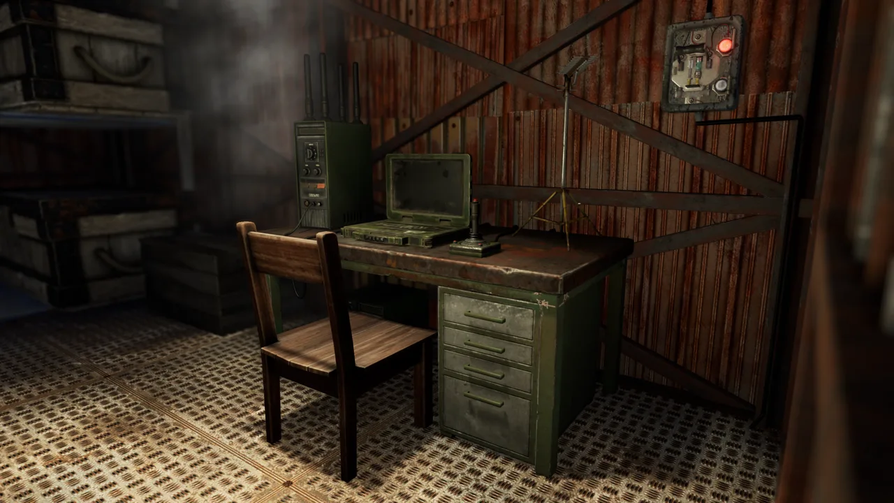Экран компьютерной станции в Rust: список сохранённых идентификаторов слева и живая картинка с монументной камеры на весь экран