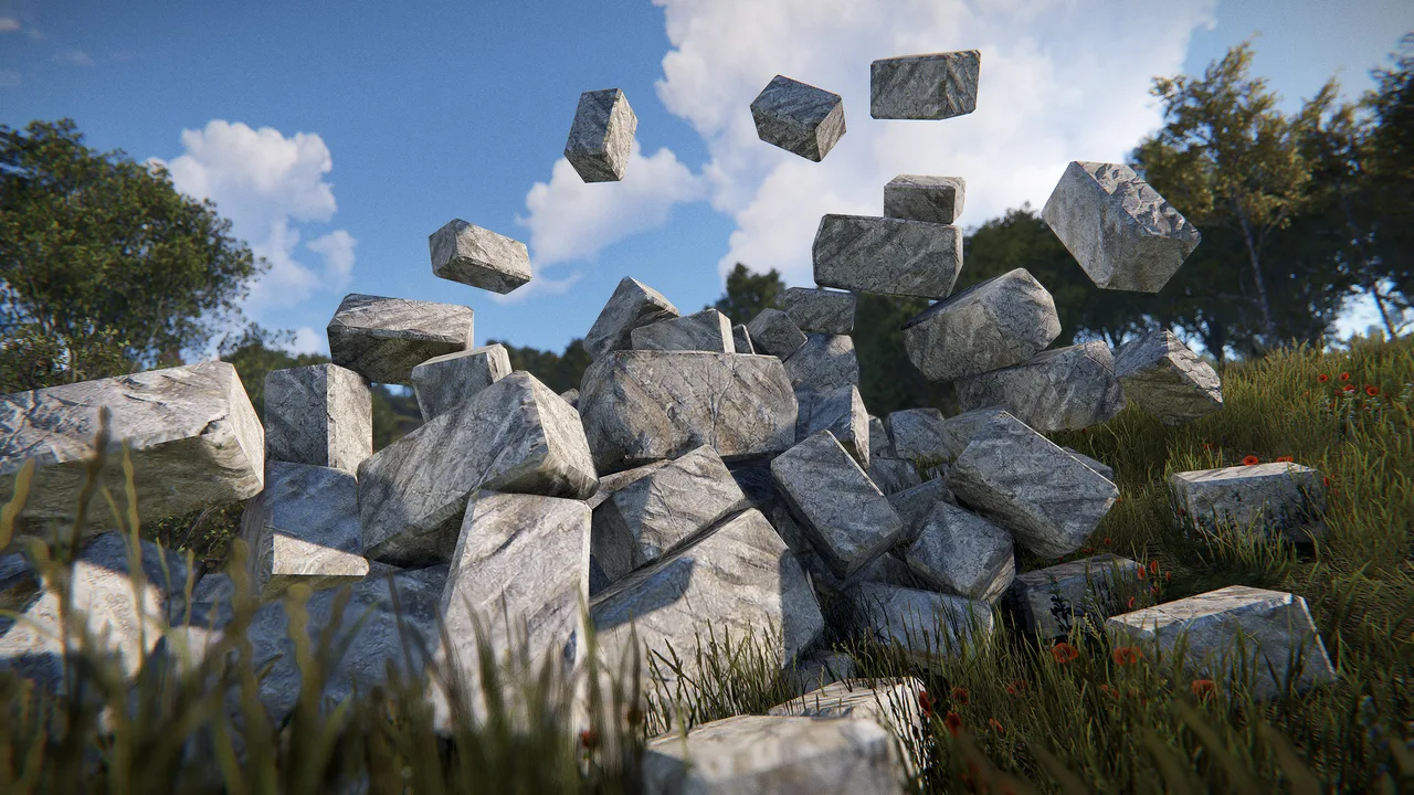 Обломки разрушенной высокой внешней стены в Rust: две минуты на месте пролома нельзя поставить новый сегмент