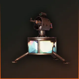 Скин автотурели Rust из раунда 53 Twitch Drops: медный корпус турели на трёх опорах с переливчатыми цветными панелями