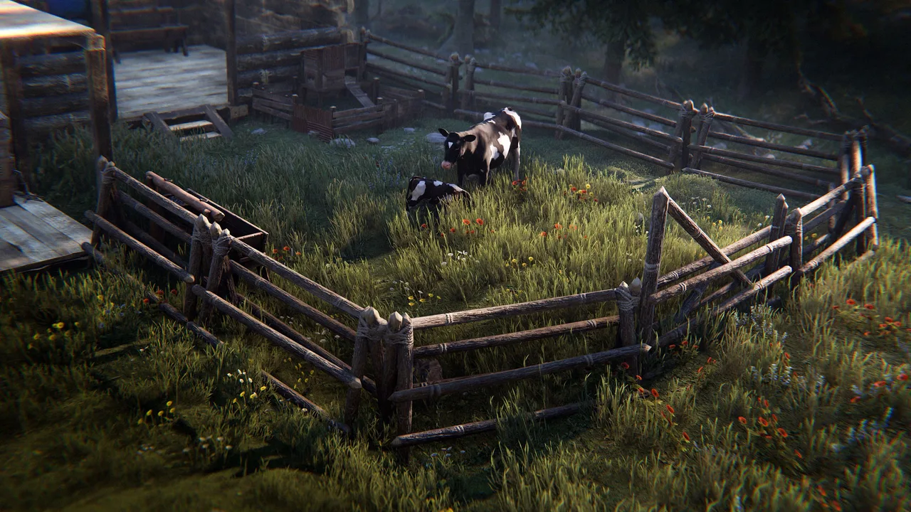 Загон для скота в Rust из Livestock Update: деревянный забор и ворота, которые после хотфикса снова изучаются