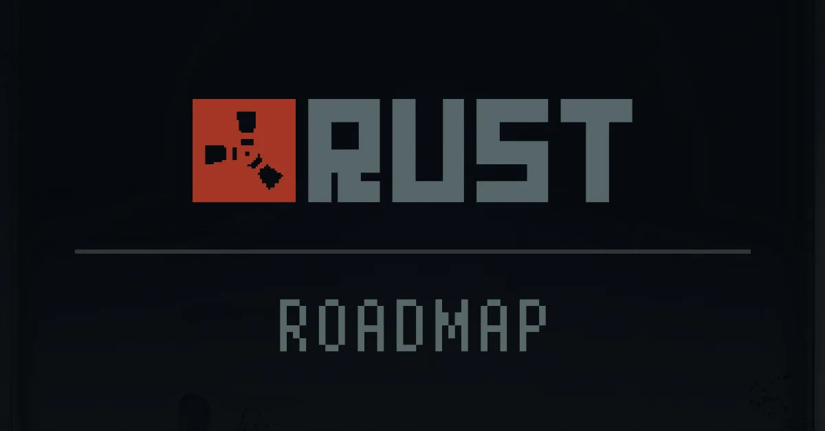Заглавный баннер страницы роадмапа Rust с логотипом игры и надписью ROADMAP на тёмном фоне